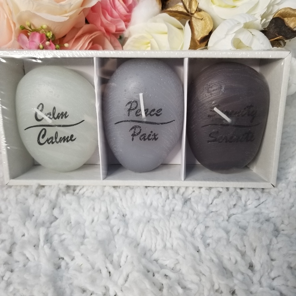 Set of 3 Faux Rock Candles Calm Peace Serenity - Picture 1 of 5